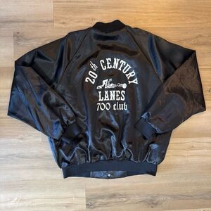 Vintage Cardinal 1980s 20th Century Bowling Lanes 700 Club  Black Jacket Sz XXL